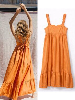 Free People Women's Isabella Maxi Dress Sunset Size M Resortwear Boho Tie Back